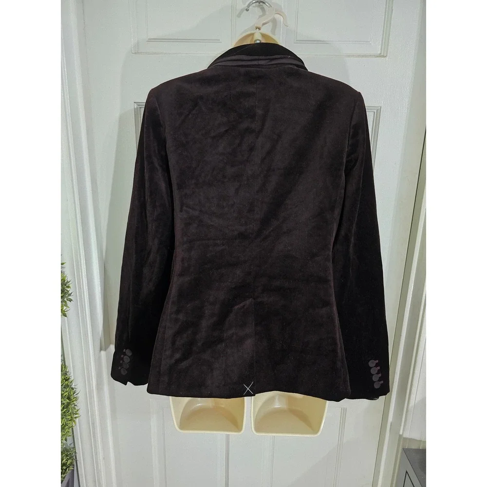 Ann Taylor LOFT Velvet Blazer Jacket Deep Plum Shawl Collar Single Button Size 8